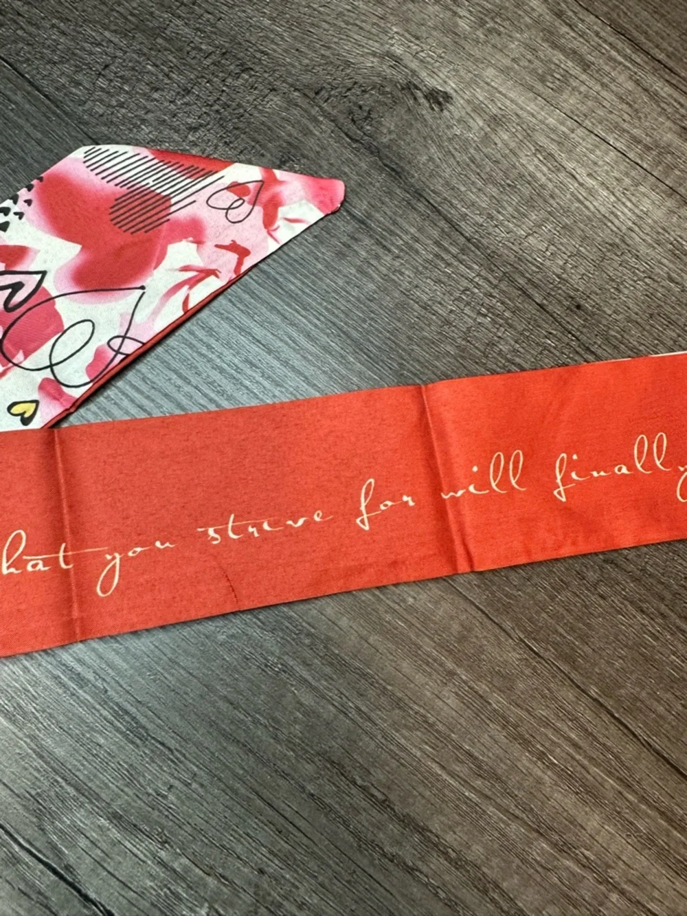 Pink and Red Heart Print Scarf Accent